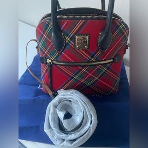 Dooney & Bourke  tartan Plaid zip satchel medium red plaid NWT